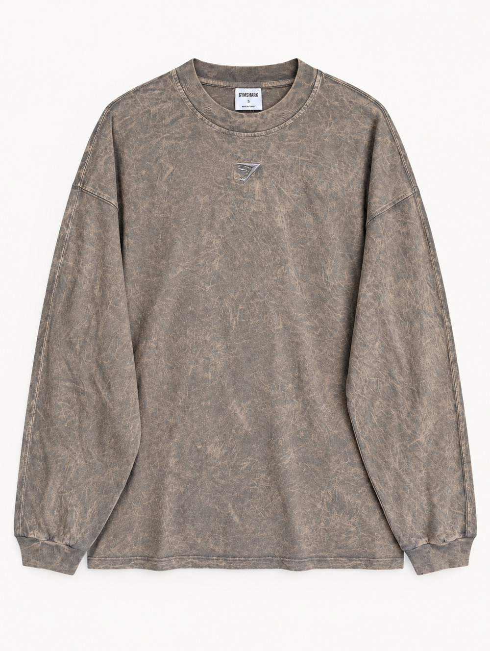 Gymshark Rest Day Washed Long Sleeve T-Shirt Mens S Brown Oversized Cotton NWT